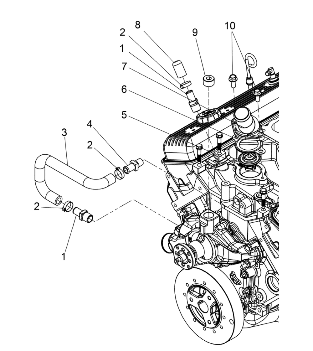 Engine Group - Thermostat And Hose Diagram and Parts List for 076071-0  Briggs and Stratton Generator